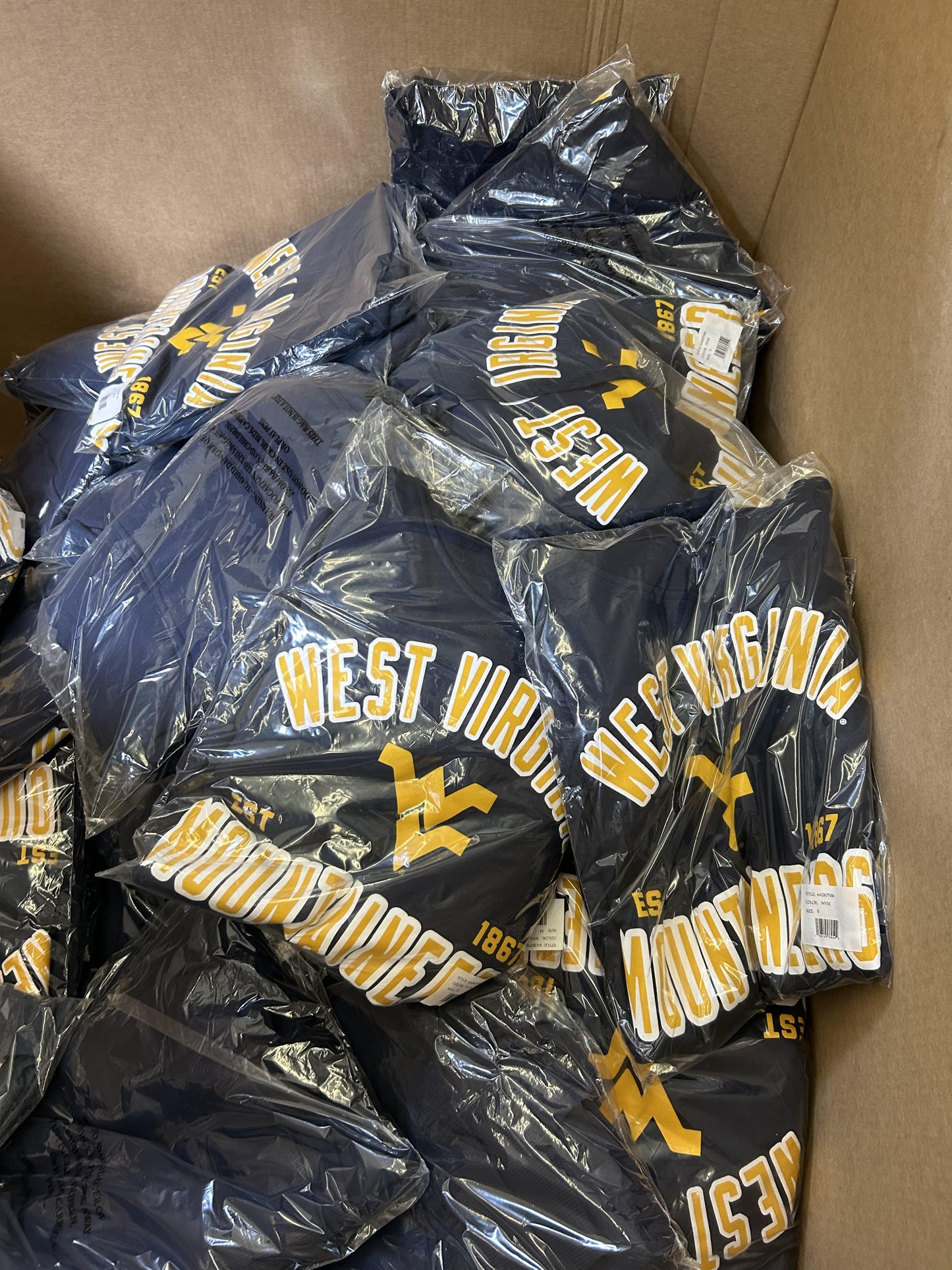 [WV] Collegiate NCAA Apparel Liquidation (FOB UT) - $6.00/unit